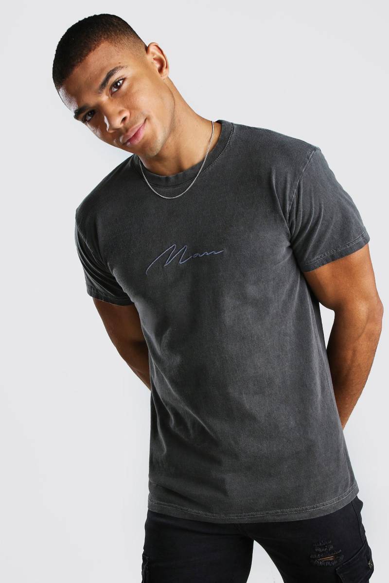 Man Signature T-Shirt - anthrazit - XS, anthrazit Man Signature T-Shirt - anthrazit - XS, anthrazit von boohooman