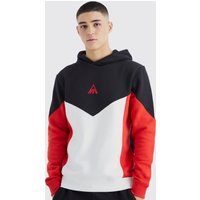 Mens Man Slim-Fit Colorblock Hoodie - Rot - M, Rot von boohooman