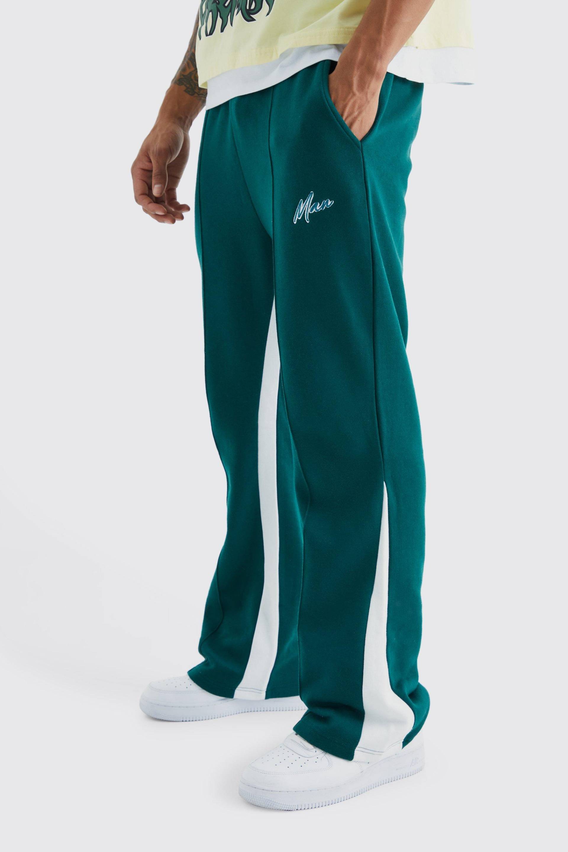 Mens Man Jogginghose mit Kontrast-Detail - Grün - L, Grün von boohooman