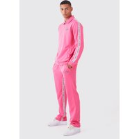 Mens Man Trikot-Trainingsanzug mit Reißverschluss und Streifen - Rosa - L, Rosa von boohooman