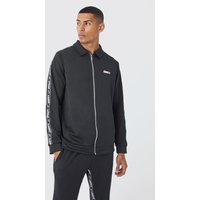 Mens Man Trikot-Trainingsanzug mit Reißverschluss und Streifen - Schwarz - XL, Schwarz von boohooman