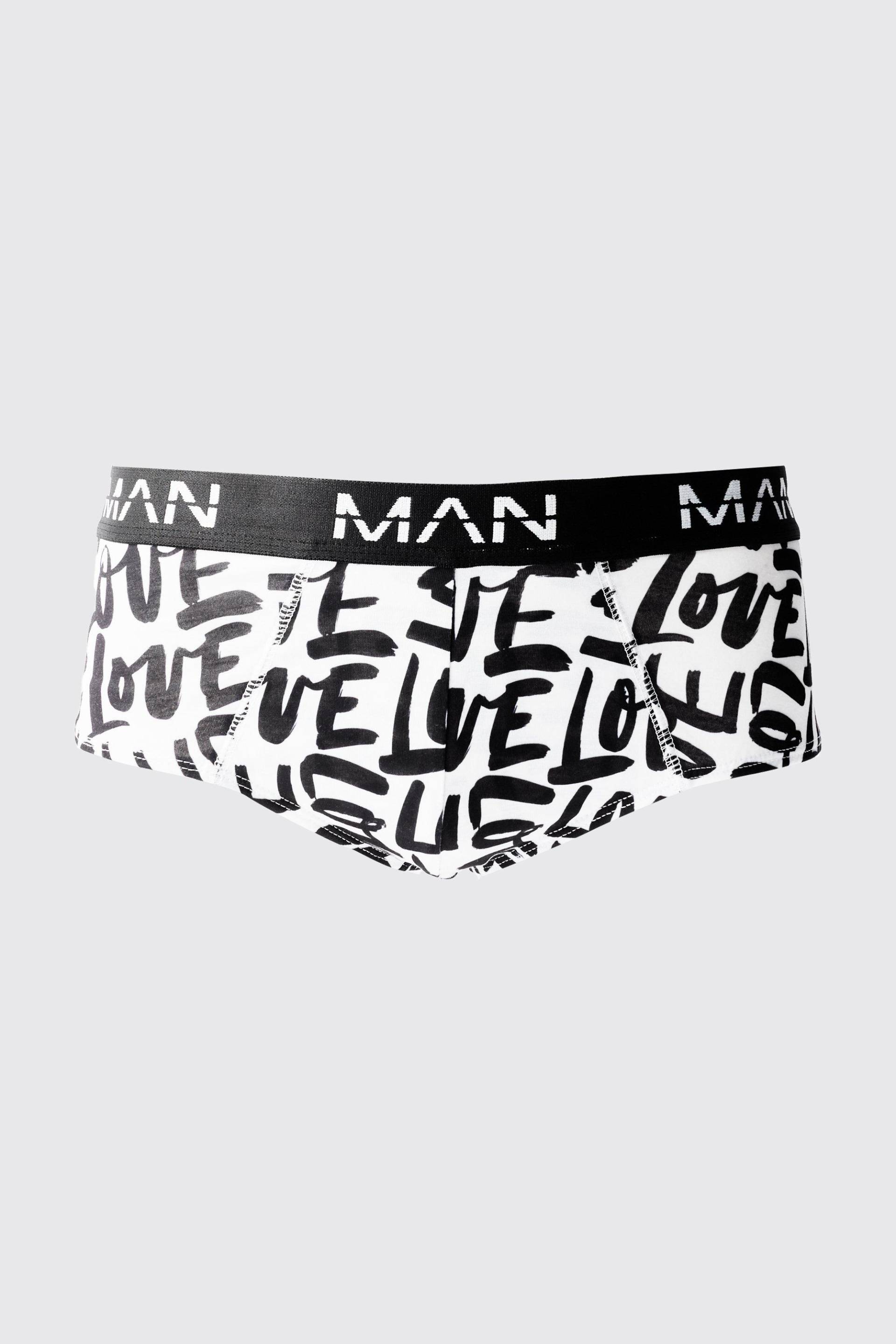 Mens Man Unterhose mit Love-Print - Mehrfarbig - XL, Mehrfarbig von boohooman