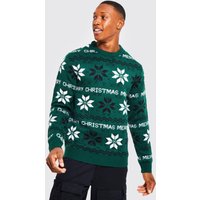 Mens Merry Christmas Weihnachtspullover - Grün - XL, Grün von boohooman