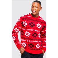 Mens Merry Christmas Weihnachtspullover - Rot - L, Rot von boohooman