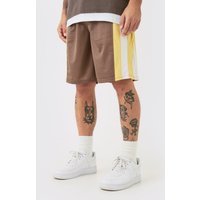 Mens Mesh Colour Block Basketball Shorts - Gelb - L, Gelb von boohooman