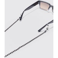 Mens Metal Beaded Sunglasses Chain In Gunmetal - Grau - ONE SIZE, Grau von boohooman