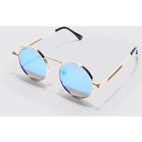 Mens Metal Vintage Screw Arm Sunglasses - Gold - ONE SIZE, Gold von boohooman