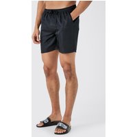 Mens Mid Length Pintuck Swim Shorts - Schwarz - XL, Schwarz von boohooman