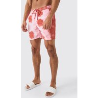 Mens Mid Length Tie Dye Swim Short - Rosa - S, Rosa von boohooman