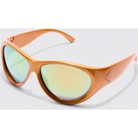 Mens Mirror Lens Racer Sunglasses - Orange - ONE SIZE, Orange von boohooman