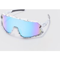 Mens Mirror Lens Visor Sunglasses In White - Weiß - ONE SIZE, Weiß von boohooman