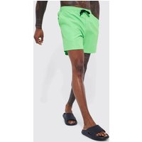 Mens Mittellange Badehose - Grün - L, Grün von boohooman