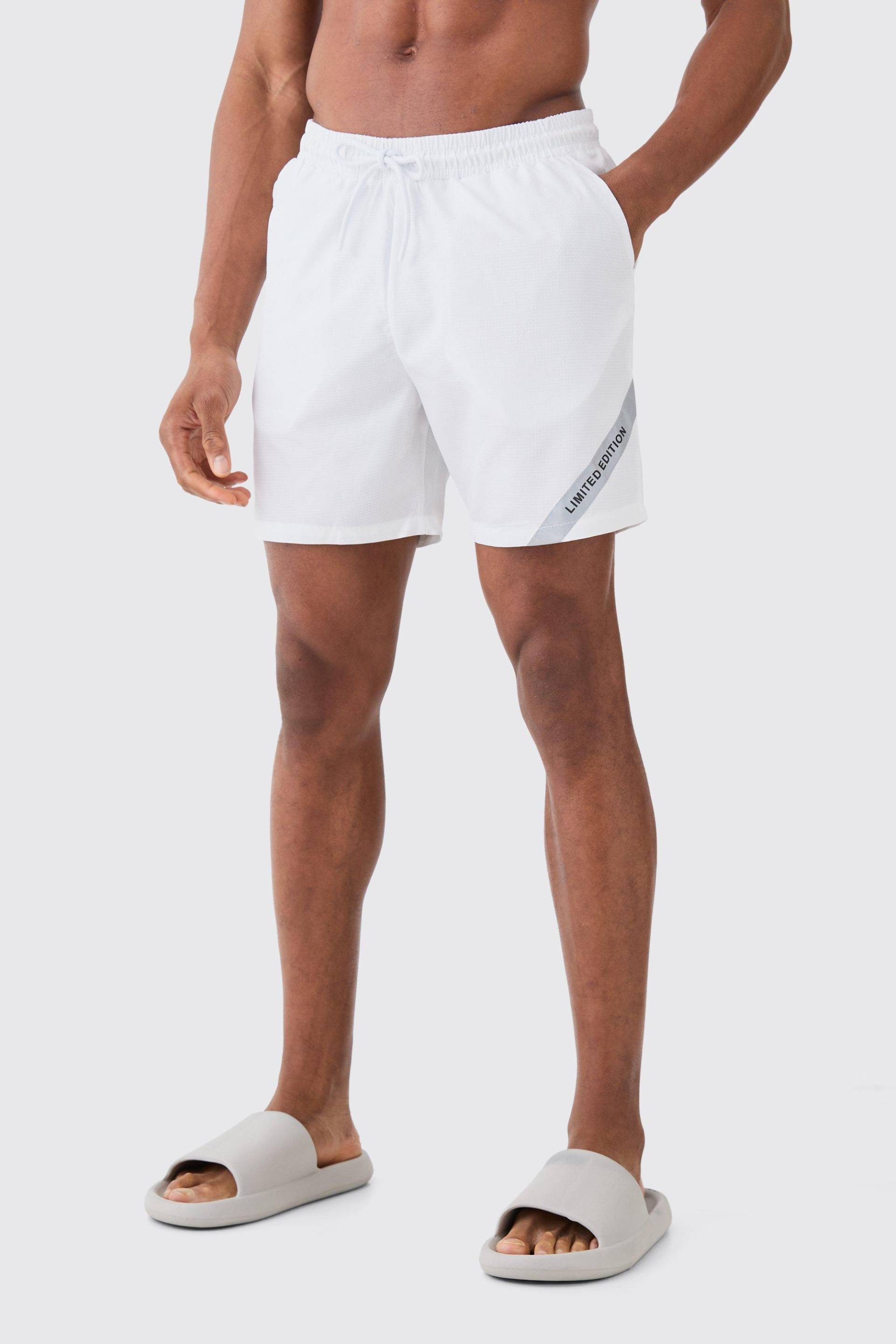 Mens Mittellange Ripstop Limited Edition Badehose - Ecru - XL, Ecru von boohooman