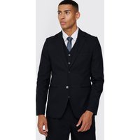 Mens Mix & Match Linen Blend Slim Fit Blazer - Schwarz - 36, Schwarz von boohooman