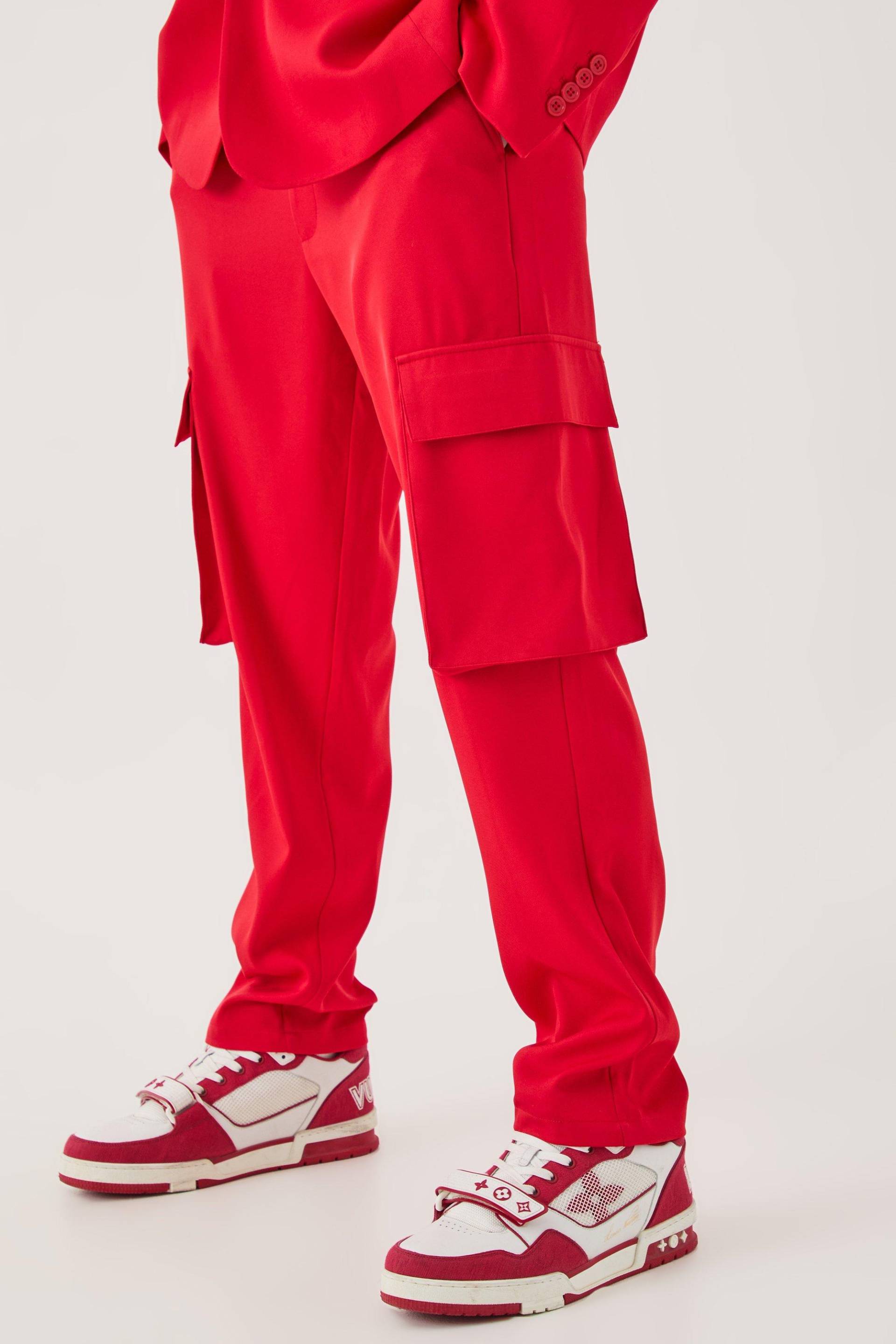 Mens Mix & Match Tailored Cargo Trousers - Rot - 30, Rot von boohooman