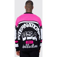 Mens Moto Season Strickpullover - Rosa - M, Rosa von boohooman