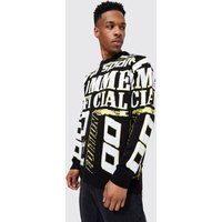 Mens Moto Strickpullover - Gelb - L, Gelb von boohooman