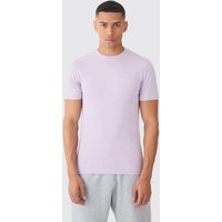 Mens Muscle Fit Basic T-shirt - Lila - S, Lila von boohooman