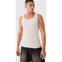 Mens Strukturierter Bouclee Muscle-Fit Pullunder - Ecru - M, Ecru von boohooman