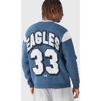 Mens Nfl Eagles Oversized Licensed Cardigan - Grün - L, Grün von boohooman