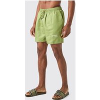 Mens Ofcl Mid Length Swim Short - Grün - M, Grün von boohooman