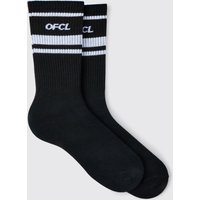 Mens Ofcl Sports Stripe Socks - Schwarz - ONE SIZE, Schwarz von boohooman