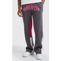 Mens Official Jogginghose mit Graffiti-Print und Farbspritzern - Grau - XS, Grau von boohooman