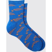 Mens Official Logo Print Socks - Blau - ONE SIZE, Blau von boohooman