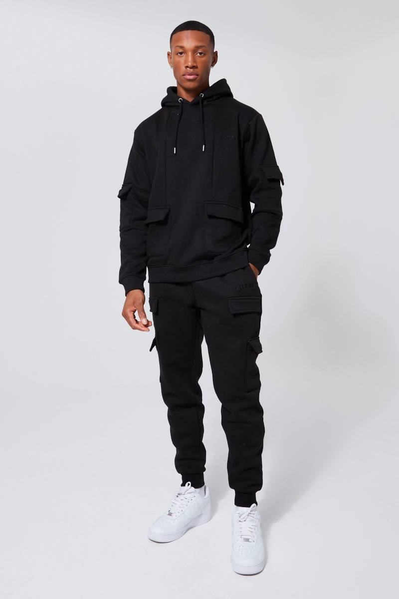 Official Man Cargo-Trainingsanzug mit Kapuze - Schwarz - XS, Schwarz Official Man Cargo-Trainingsanzug mit Kapuze - Schwarz - XS, Schwarz von boohooman