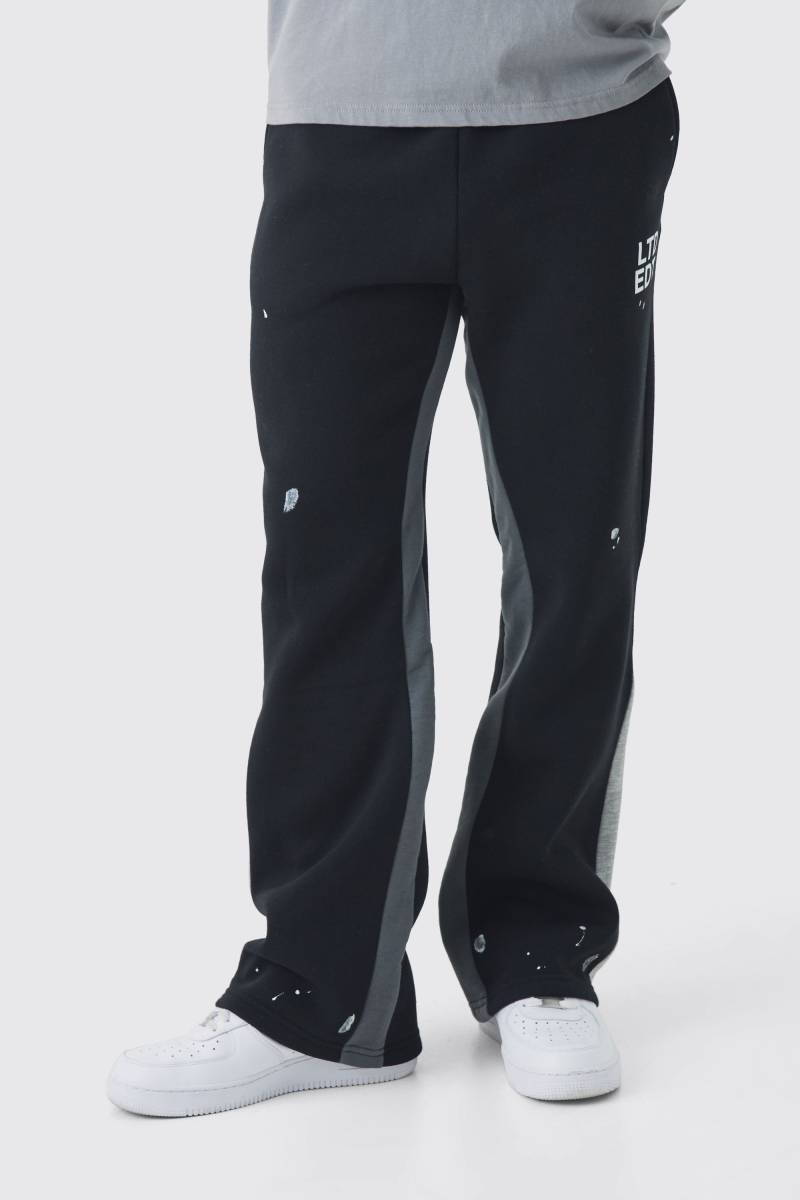 Official Man Jogginghose mit Farbspritzern - Schwarz - XL, Schwarz von boohooman