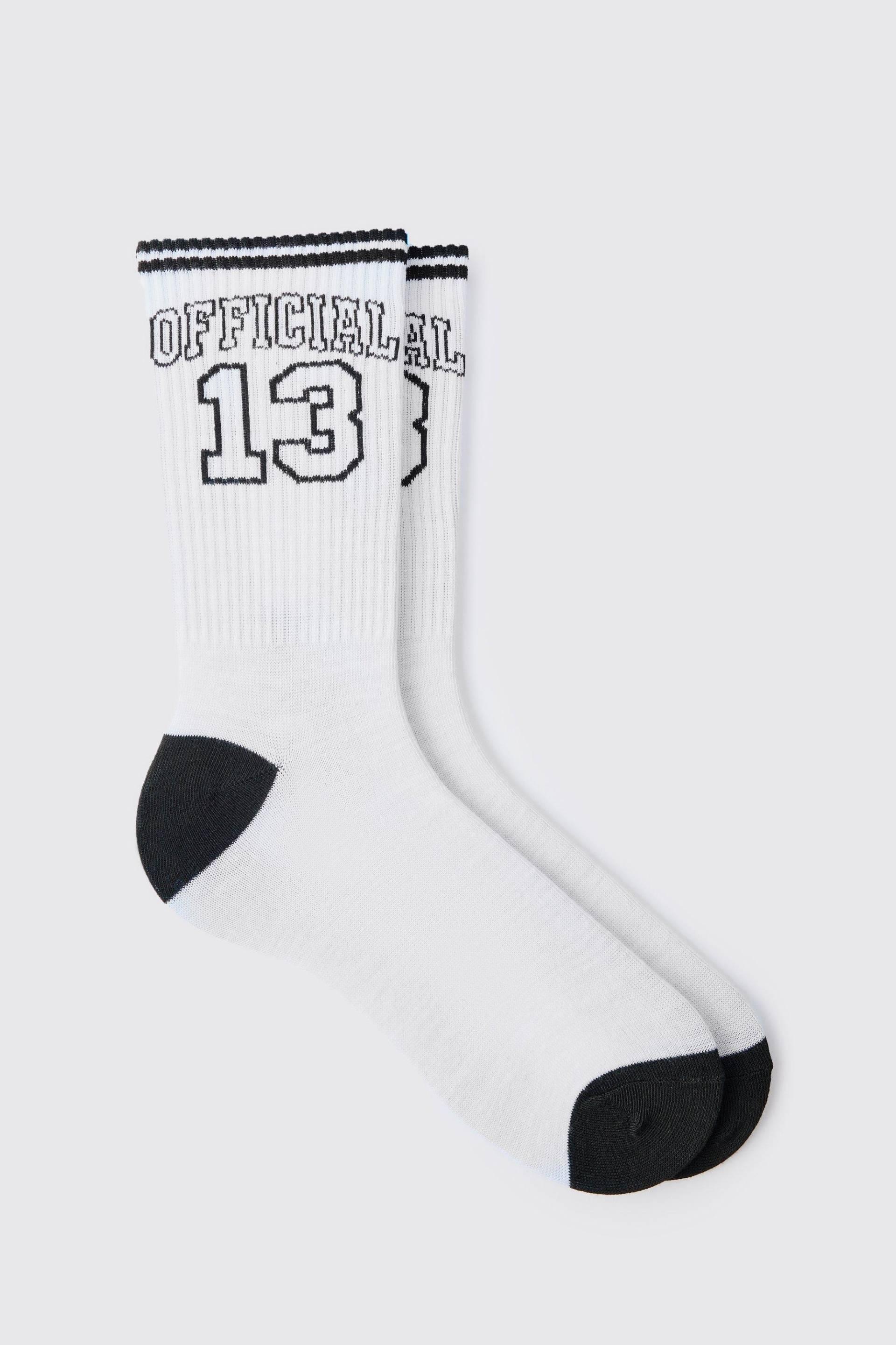 Mens Official Varsity Sports Stripe Socks - Weiß - ONE SIZE, Weiß von boohooman