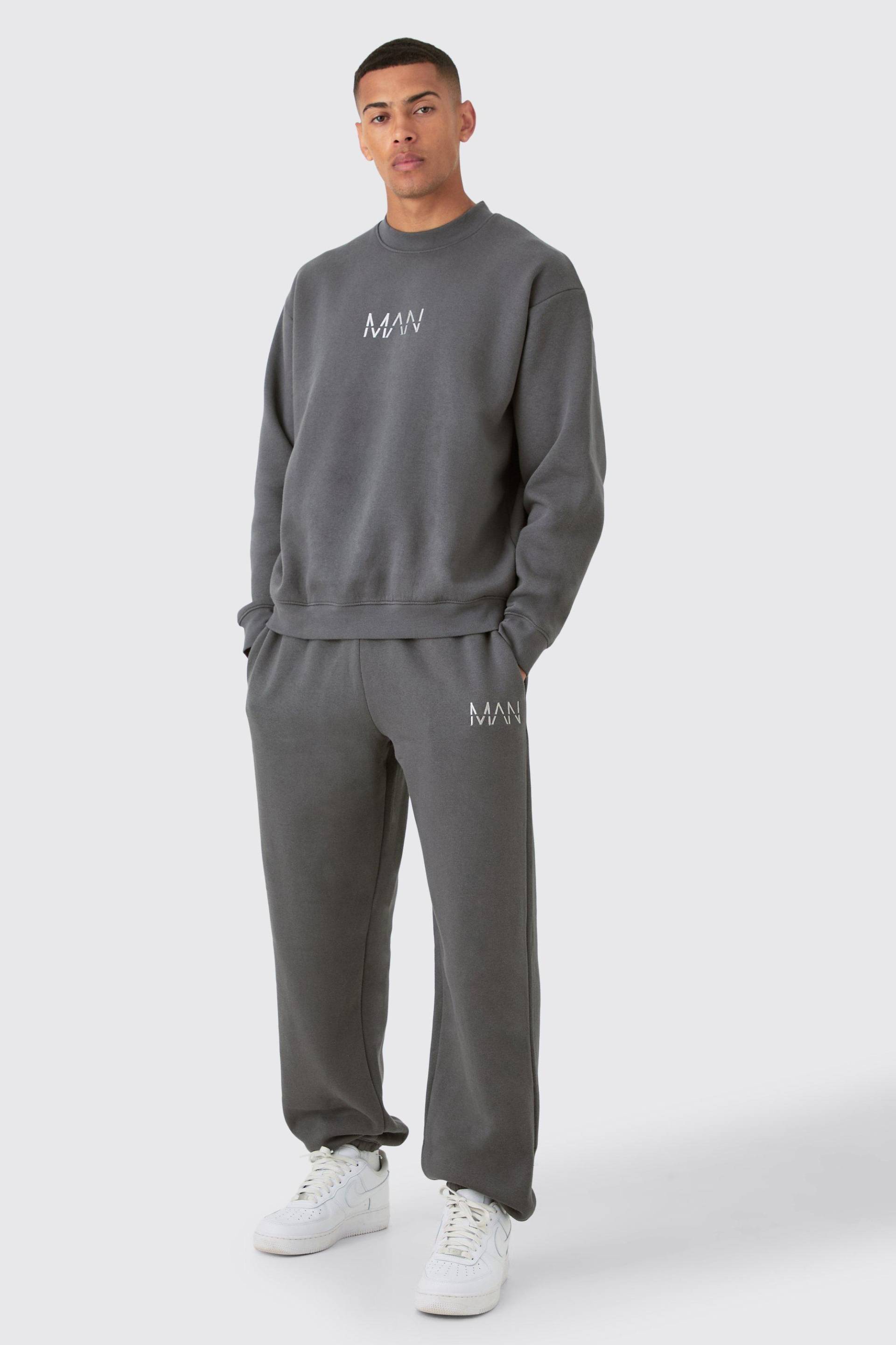 Mens Original Man Oversized Sweatshirt Tracksuit - Grau - S, Grau von boohooman