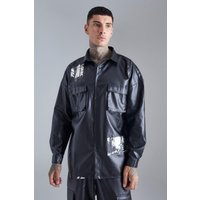 Overshirt mit Photo-Aufnäher - Schwarz - M, Schwarz Overshirt mit Photo-Aufnäher - Schwarz - M, Schwarz von boohooman