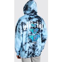 Mens Oversiz Batik Hoodie mit Schmetterlings-Print - Blau - XS, Blau von boohooman