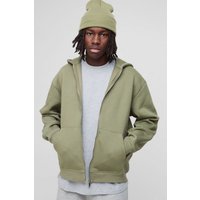 Oversize Basic Hoodie mit Reißverschluss - Grün - XS, Grün Oversize Basic Hoodie mit Reißverschluss - Grün - XS, Grün von boohooman