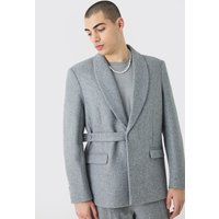 Mens Oversize Blazer aus Wolle mit Träger-Detail - Grau - 42, Grau von boohooman