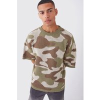 Mens Oversize Camouflage T-Shirt - Grau - XL, Grau von boohooman