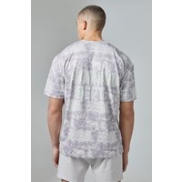 Mens Oversize Camouflage T-Shirt mit Active Training Dept Print - Grau - XS, Grau von boohooman