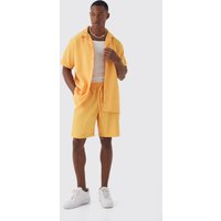 Mens Oversize Hemd und Shorts - Gelb - XL, Gelb von boohooman