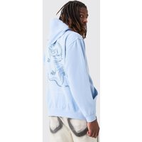 Mens Oversize Hoodie mit Drachen-Print - Blau - M, Blau von boohooman