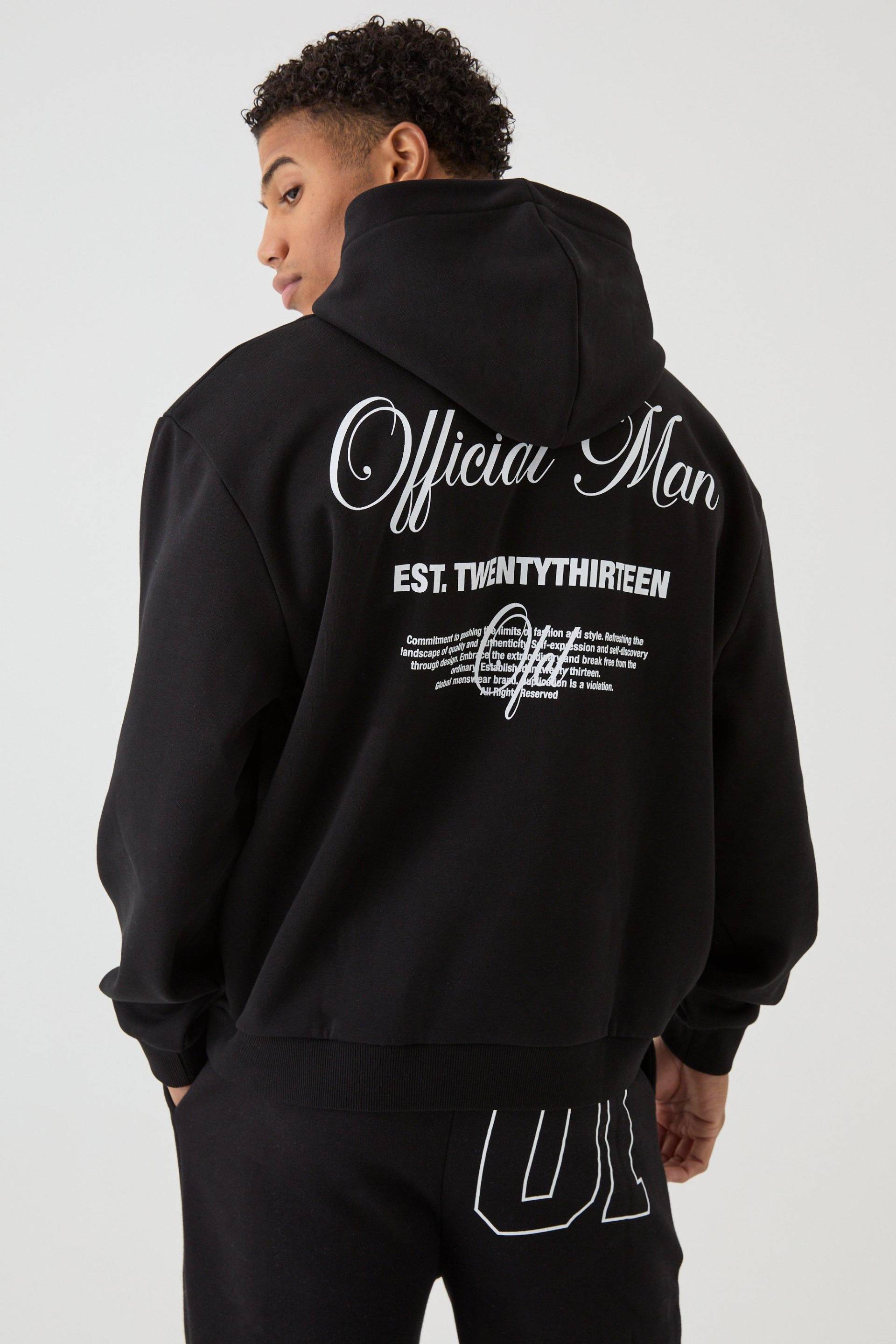 Oversize Hoodie mit Official Man Print - Schwarz - L, Schwarz von boohooman
