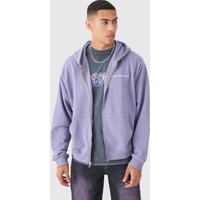 Mens Oversize Hoodie mit Reißverschluss - Lila - M, Lila von boohooman