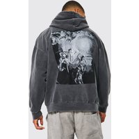 Mens Oversize Hoodie mit Renaissance-Print - Grau - M, Grau von boohooman