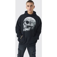 Oversize Hoodie mit Totenkopf-Print - Schwarz - XS, Schwarz Oversize Hoodie mit Totenkopf-Print - Schwarz - XS, Schwarz von boohooman