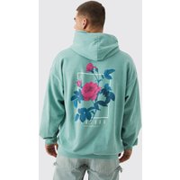 Mens Oversize Hoodie mit Virtues-Print - Grün - M, Grün von boohooman