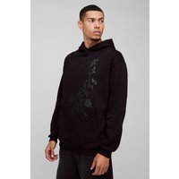 Oversize Hoodie mit floralem Print - Schwarz - XS, Schwarz Oversize Hoodie mit floralem Print - Schwarz - XS, Schwarz von boohooman