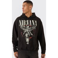 Oversize Hoodie mit lizenziertem Nirvana-Print - Schwarz - XS, Schwarz Oversize Hoodie mit lizenziertem Nirvana-Print - Schwarz - XS, Schwarz von boohooman