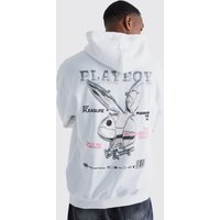 Mens Oversize Hoodie mit lizenziertem Playboy Print - Weiß - M, Weiß von boohooman