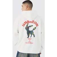 Mens Oversize Hoodie mit lizenziertem Pokemon Umbreon Print - Weiß - M, Weiß von boohooman