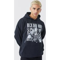 Mens Oversize Hoodie mit lizenziertem Rick and Morty Print - Schwarz - S, Schwarz von boohooman